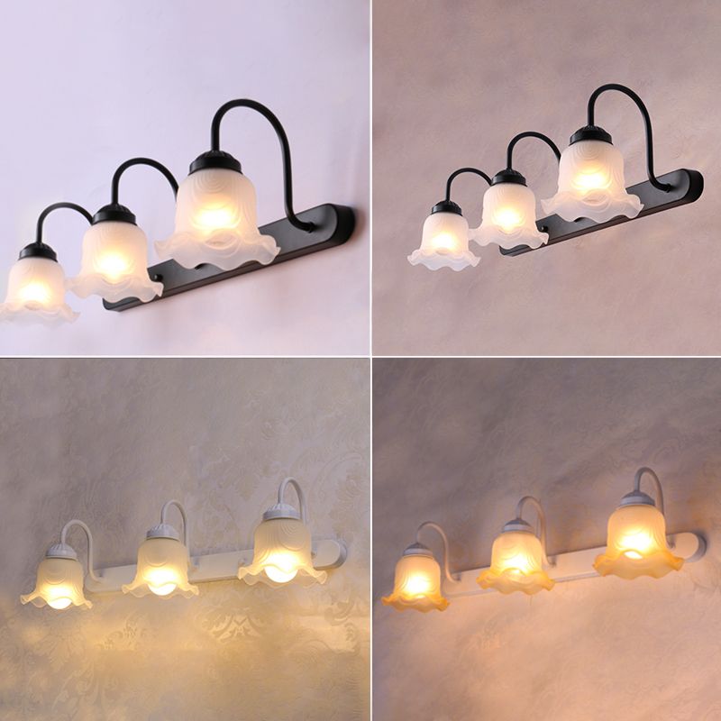 Gooseneck Vanity Mirror Lights American Pastoral Style Glass 3 Bulb Vanity Light