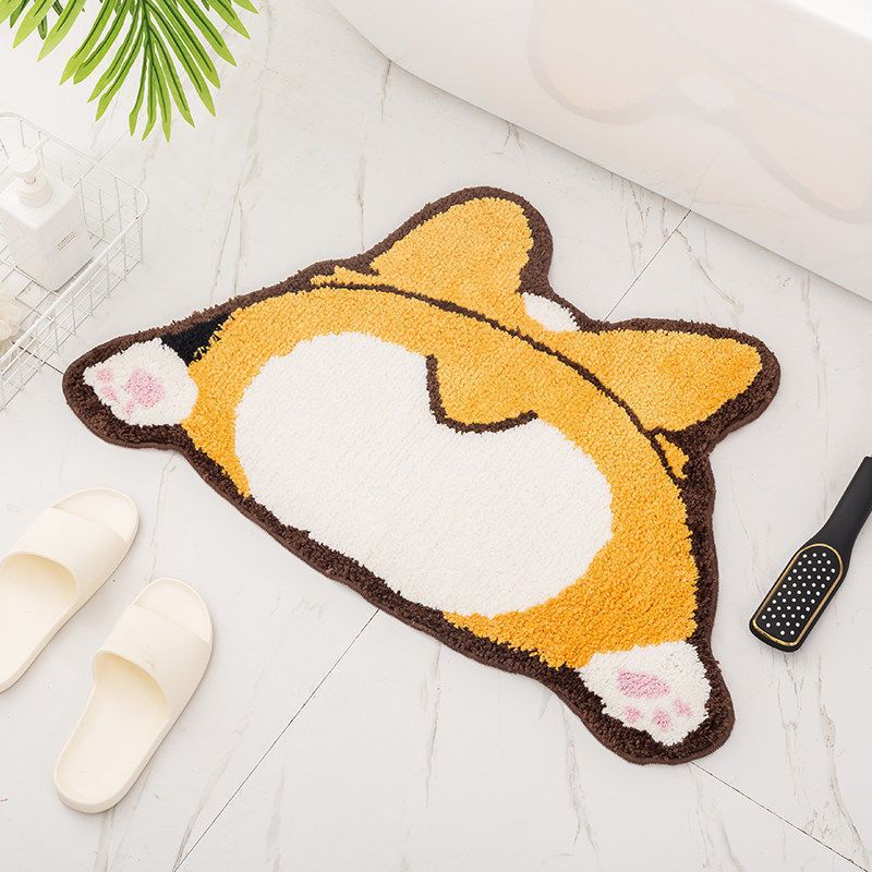 White Simple Rug Polyester Panda Rug Non-Slip Backing Area Rug for Living Room