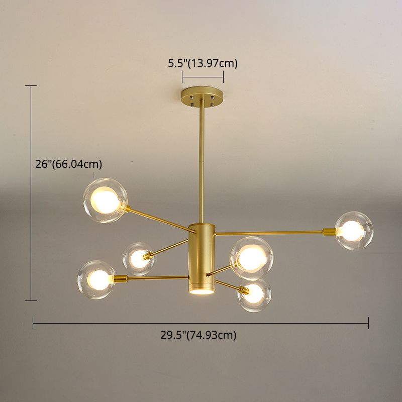 Post-Modern Starburst Hanging Chandelier Light Clear Globe Glass Ceiling Chandelier for Living Room