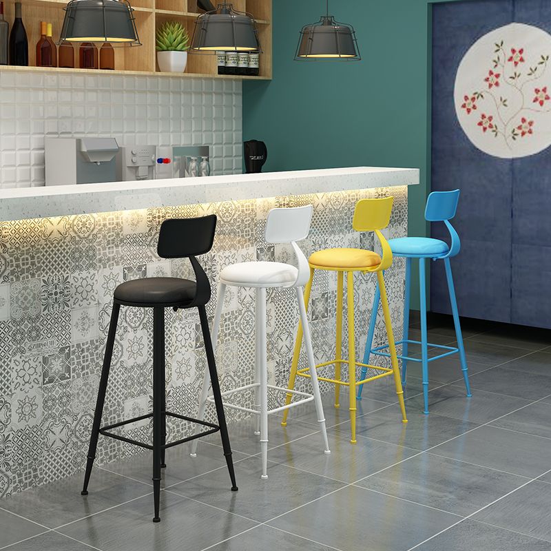 Contemporary Style Low Back Bar-stool Round Counter Bar Stool with Metal Legs