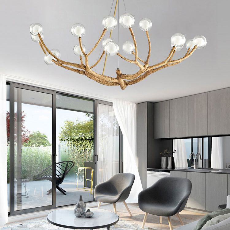 Contemporary Creative Branch Chandelier Pendant Light Clear Glass Ceiling Lights Fixture for Coffee Shop