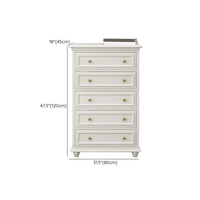 Glam Solid Wood Storage Chest Bedroom White Chest with Drawers