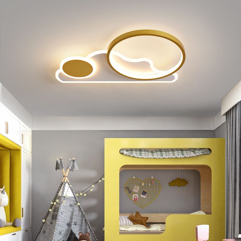 Cloud and Circle Bedroom Flush Ceiling Light Fixture Acrylic LED Simplicity Ceiling Mounted Fixture
