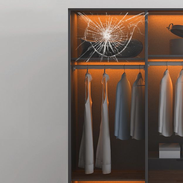 Glass and Wood Wardrobe Cabinet Contemporary Wardrobe Closet