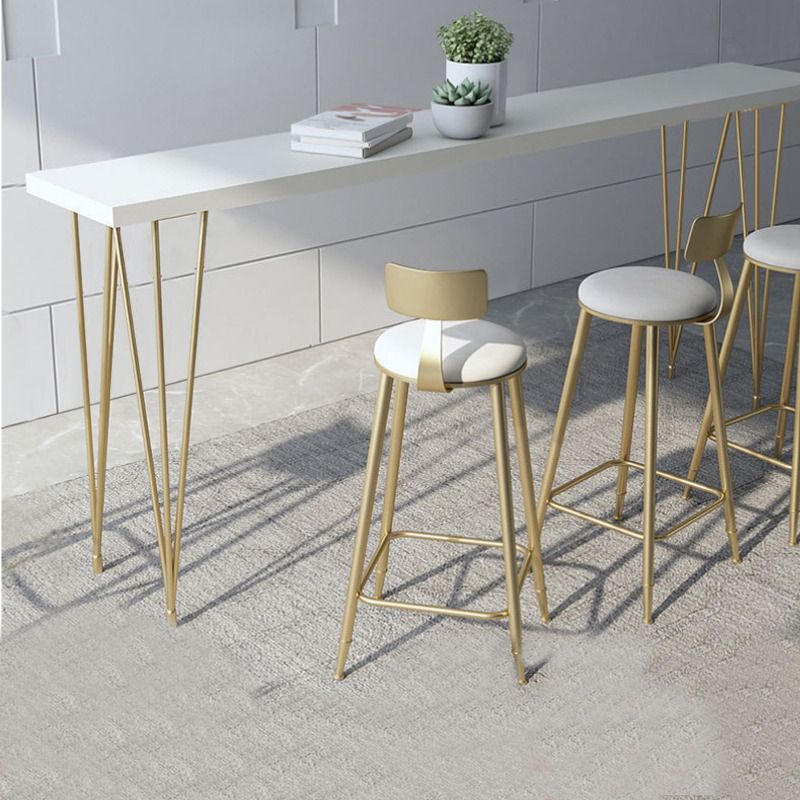 Glam Rectangle Bar Table 1/2/3 Pieces Solid Wood Counter Table with Upholstered Stools