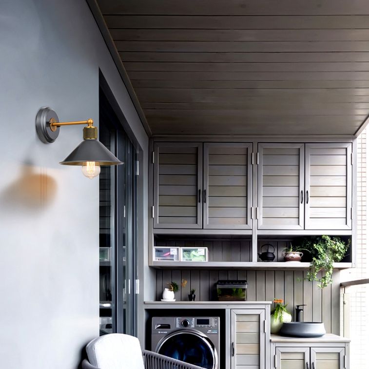 Schwarz 1 leichte Wandleuchter leichter industrieller Stil mit Metallbahnkegelwandlampe