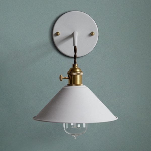 Macaron Color Nordic Wall Sconce Flared Metal Shade 1-Head Wall Lamp for Bedside Dinning Room