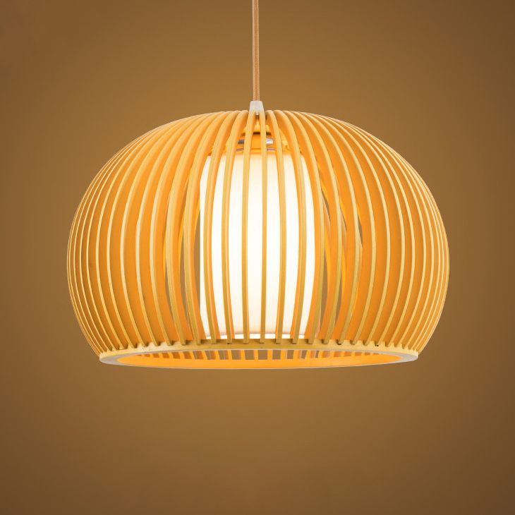 1 Licht hängende Lichtkit Asian Style Schüssel Form Holz Anhänger Beleuchtung