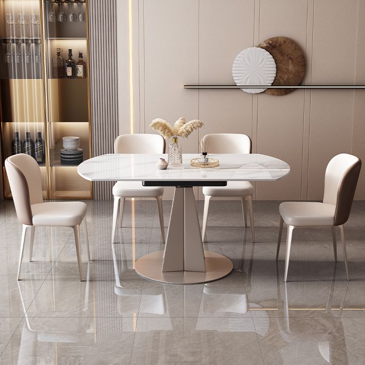 Simplicity Style Round Dining Table Stone Drop-Leaf Home Furniture