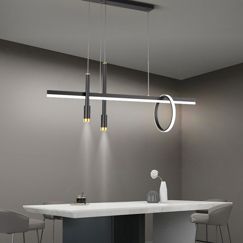 Luce a ciondolo a LED LED LINEAR BLACE Light a soffitto in ferro battuto in stile moderno con tonalità in alluminio
