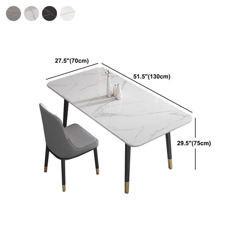 Rectangular Sintered Stone Dining Table Luxury Furniture with 4 Legs in Matte Finish Home