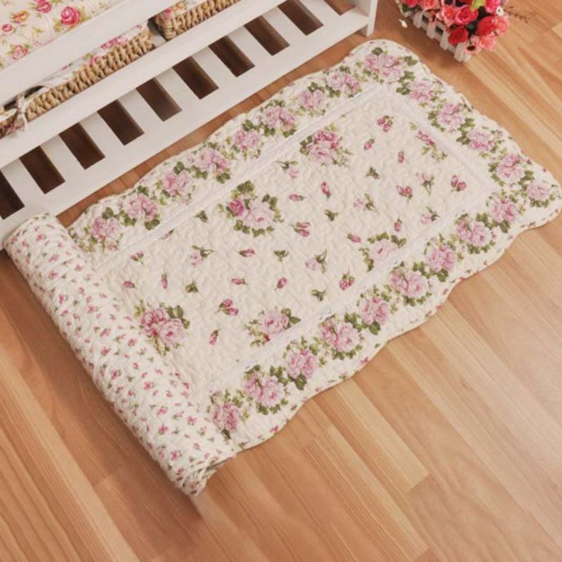 Mehrfarbiger, lässiger Teppich aus Baumwolle mit Blumenmuster für den Innenbereich, rutschfeste Rückseite, pflegeleichter Teppich für die Inneneinrichtung