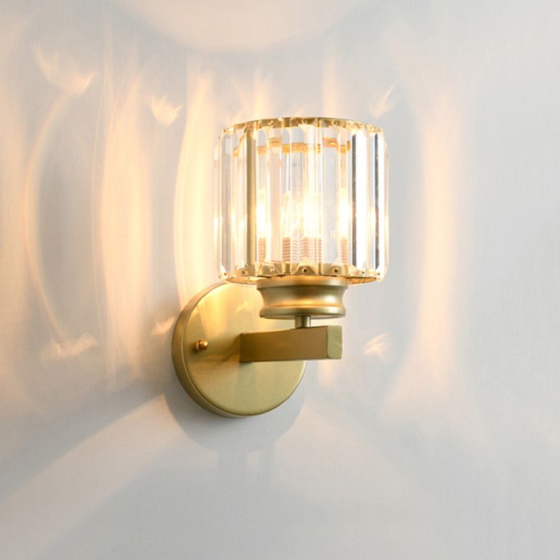 Half Cylinder Shade Crystal Wall Sconce Modern Style 1 Light Wall Mount Light Fixture