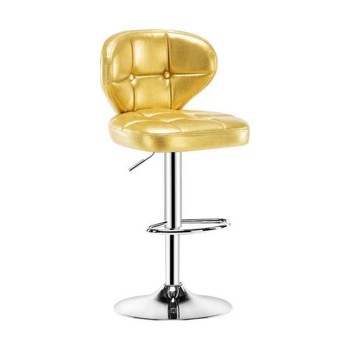 Contemporary Adjustable Bar and Counter Stool Low Back Leather Stool with Pedestal Base