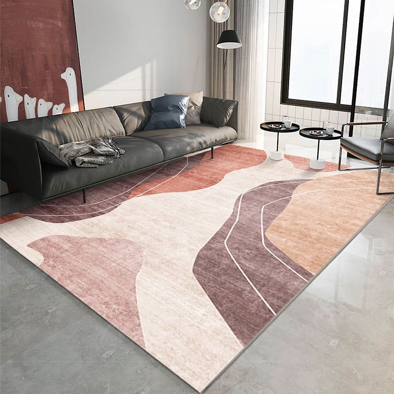 Beige Abstract Color Lump Rug Polyetser Modern Rug Stain Resistant Rug for Living Room
