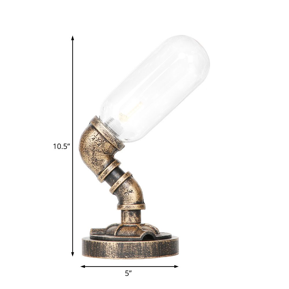 Capsule camera da letto a led luce notturna ambra industriale/vetro trasparente 1 tavolo da tavolo da tavolo con tuba