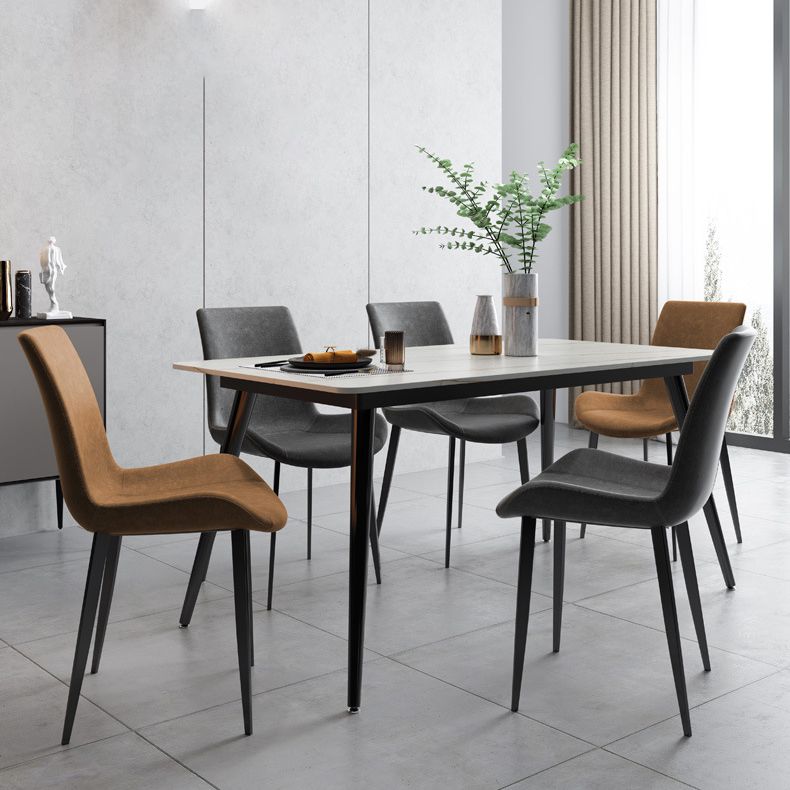 Industrial Stone Top Dining Table Metal Dinette Table for Home