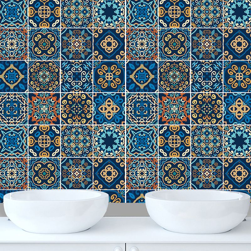 Bohemia Seamless Pattern Peel Wallpapers Yellow-Blue Moroccan Tile Wall Decor for Bath
