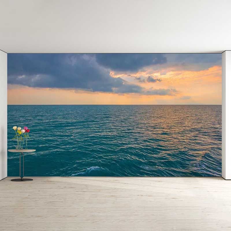Contemporary Sea Mural Soft Color Stain Resistant Wall Art for Living Room