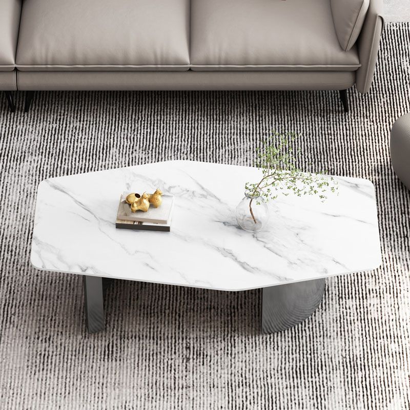 Abstract 1 Single Coffee Table Stone Top Geometric Cocktail Table