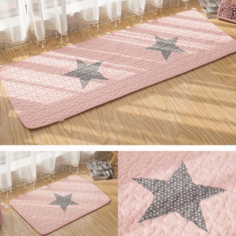 Modern Bedroom Rug Multi Colored Stripe Printed Area Carpet Cotton Non-Slip Stain-Resistant Indoor Rug