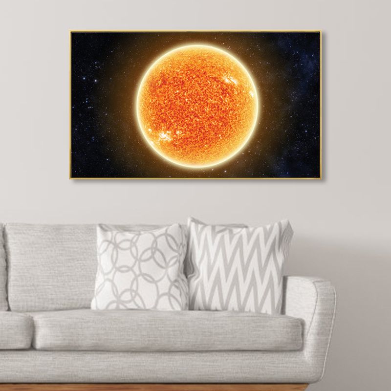Planet Wall Art Kids Dreamy Cosmos Scenery Canvas Print in Dark Color for Nursery