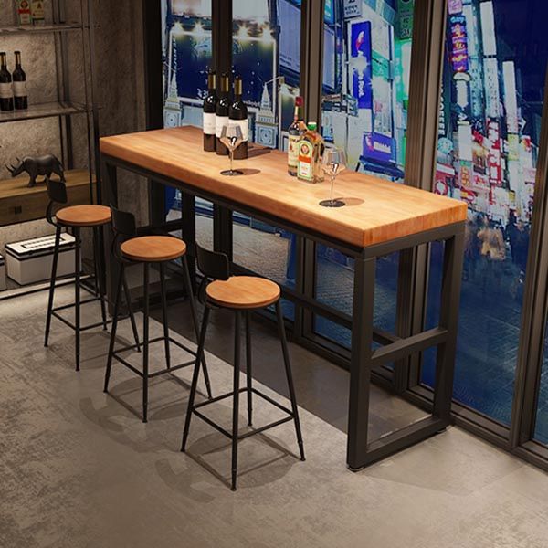 Modern 1/4/6/7 Pieces Bar Table Set Rectangle Wood Counter Table with High Stools for Cafe