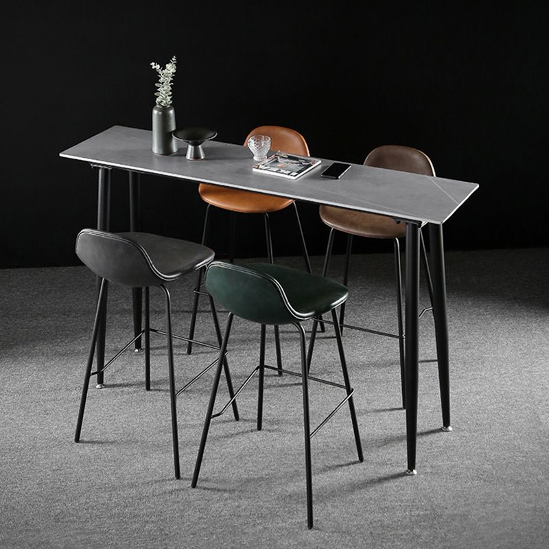 Industrial Style Bar Table Stone Rectangle Pub Table in Gray