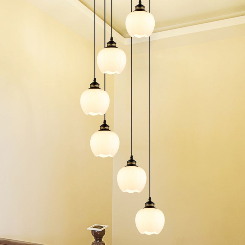 Luminaires suspendus noirs à tête multiples lampe à suspension en métal moderne pour le salon