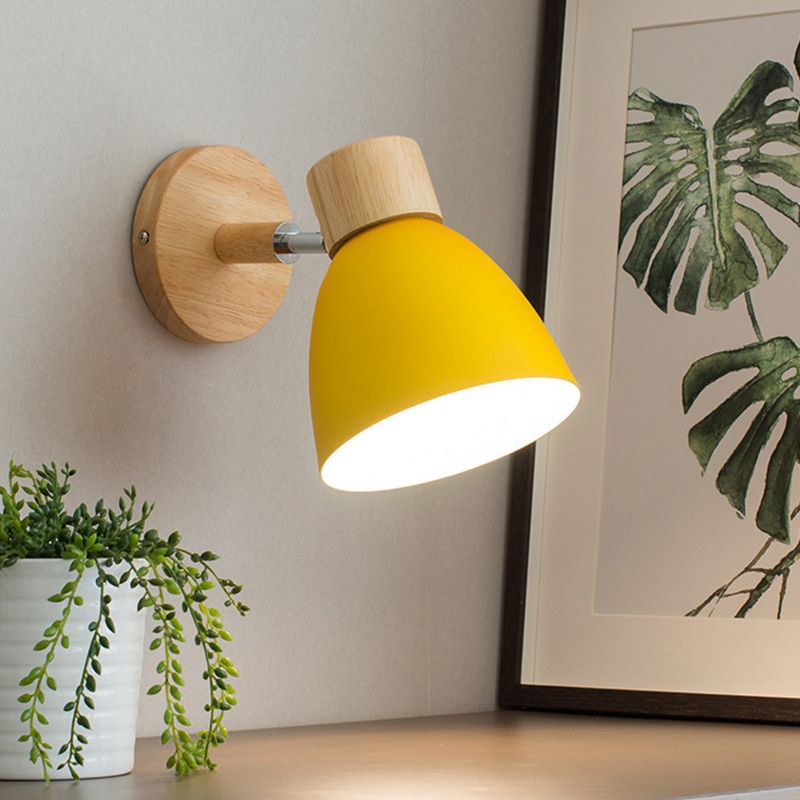 Wooden Simplicity Wall Sconce Colorful Metal Wall Mounted Lamp for Sitting Room