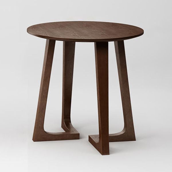 Solid Wood Brown Tone Dining Table Modern Double Pedestal Table for Dining Room