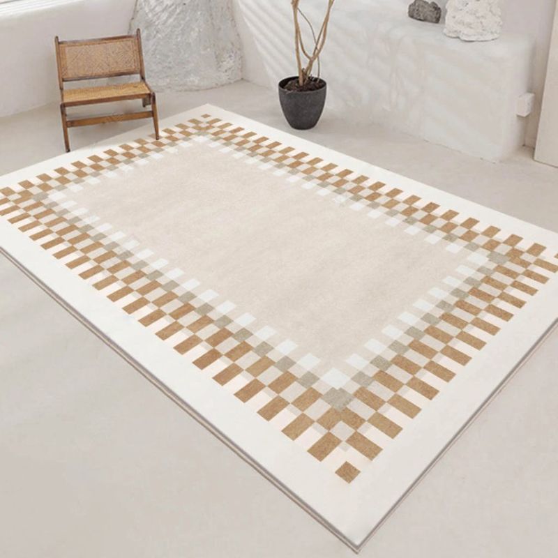 Classic Washable Carpet Leisure Check Pattern Area Rug Polyester Stain Resistant Rug for Living Room