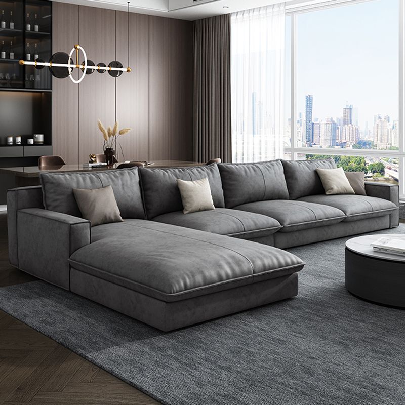 Scandinavian Pillow Back Sectional with Square Arm for Living Room