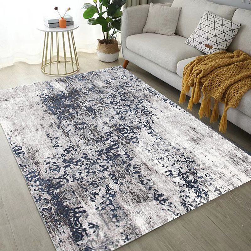 Blue Modern Carpet Polyester Pattern Carpet Stain Resistant Carpet for Home Decor
