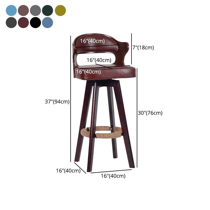 Nordischer Holz Low Rücken Barstool Schwenkerner hoher Hocker mit Polster