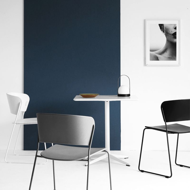 Chaise de salle à manger en métal de style contemporain Chaise de salle à manger sans accoudoirs (Ensemble de 2)