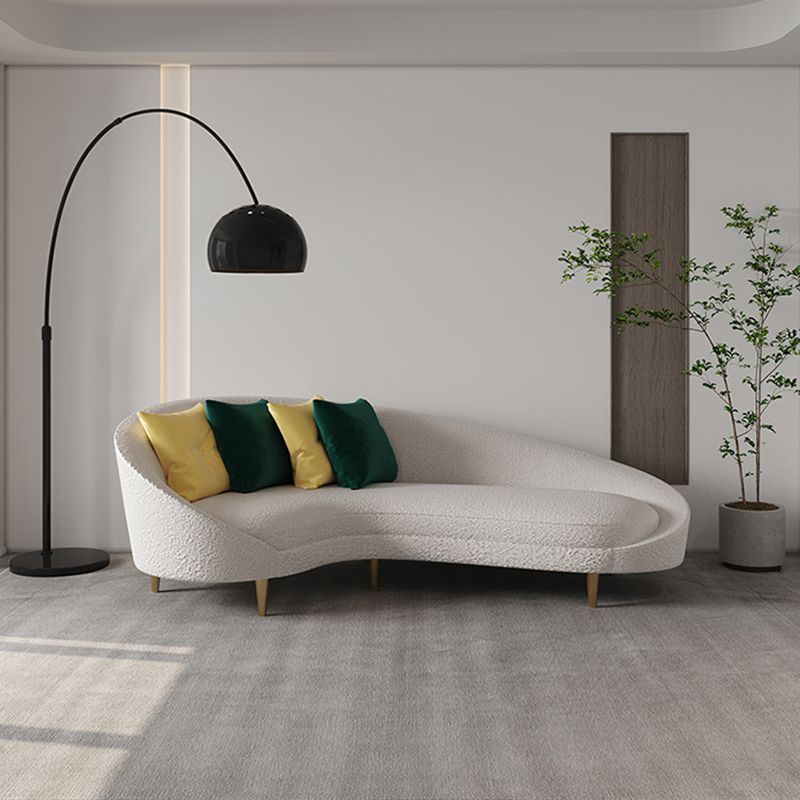 Fabric Curved Sofa Contemporary Sloped Arm Sofa with Four Pillows