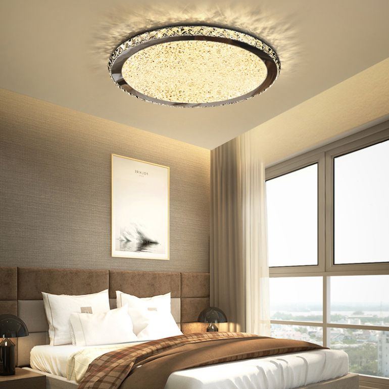 Modern Crystal Flush Mount Light Fixtures 1-Light LED Flush Mount for Bedroom