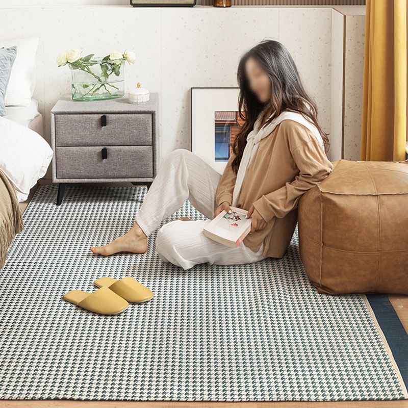 Black Modern Area Rug Houndstooth Pattern Polyester Area Carpet Stain Resistant Rug for Home Decor