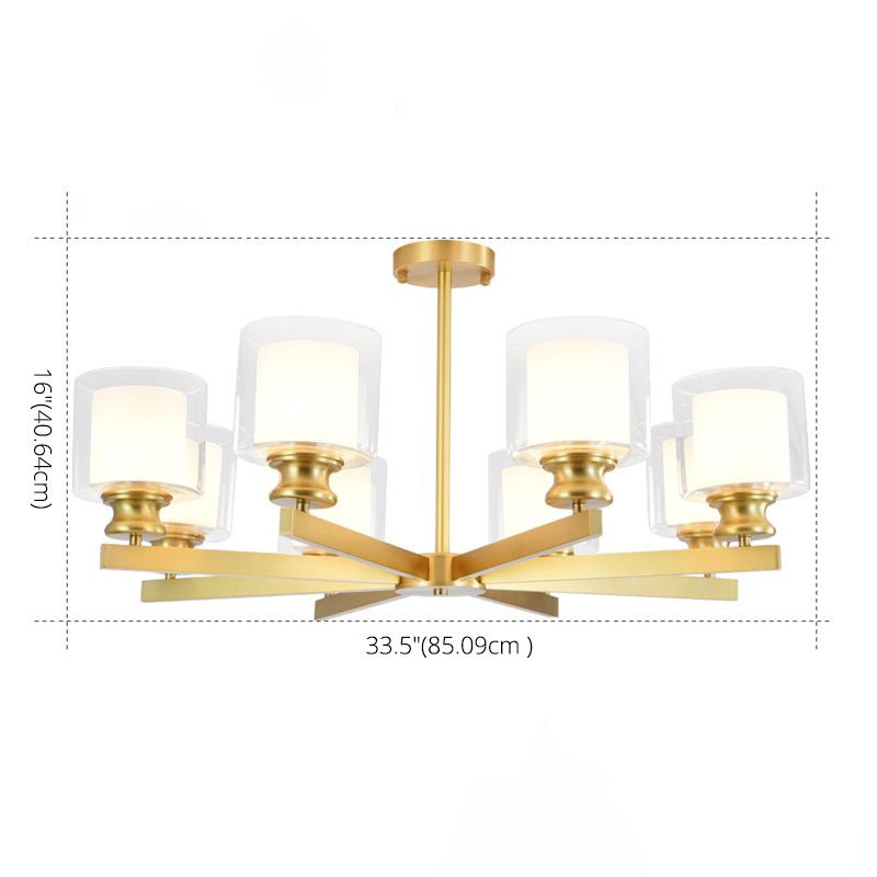 Contemporary Style Cylinder Clusters Pendant Glass Living Room Chandelier Pendant Light in Gold