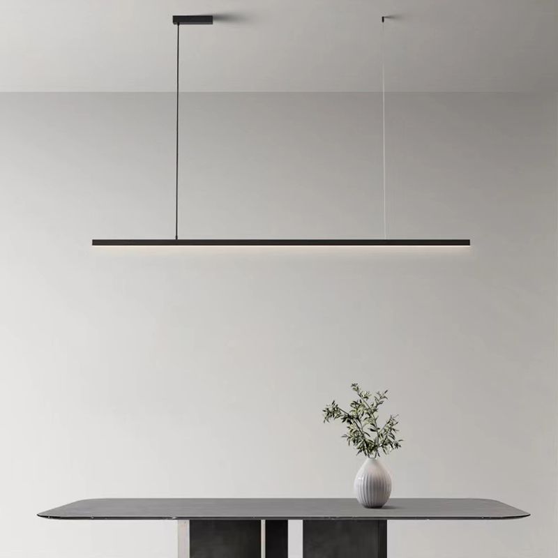 Minimalism Hanging Light Black Linear Island Light Fixture for Dining Room