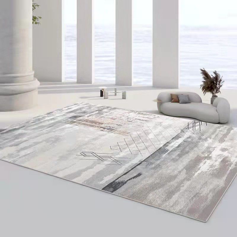 Abstract Style Indoor Rug Polyester Area Rug Stain Resistant for Living Room