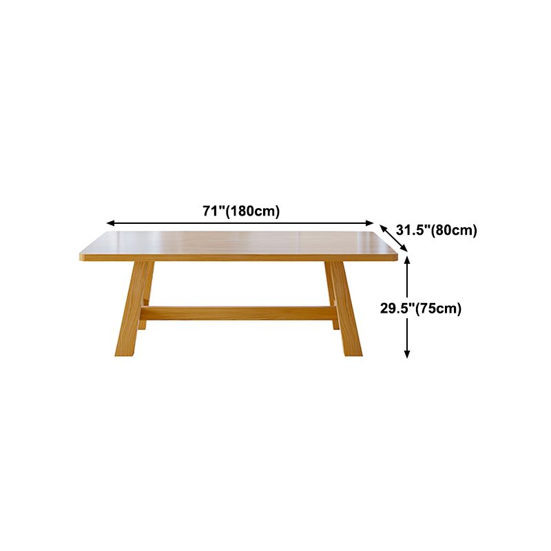 Pine Solid Wood Dining Table Trestle Base Dining Table in Natural