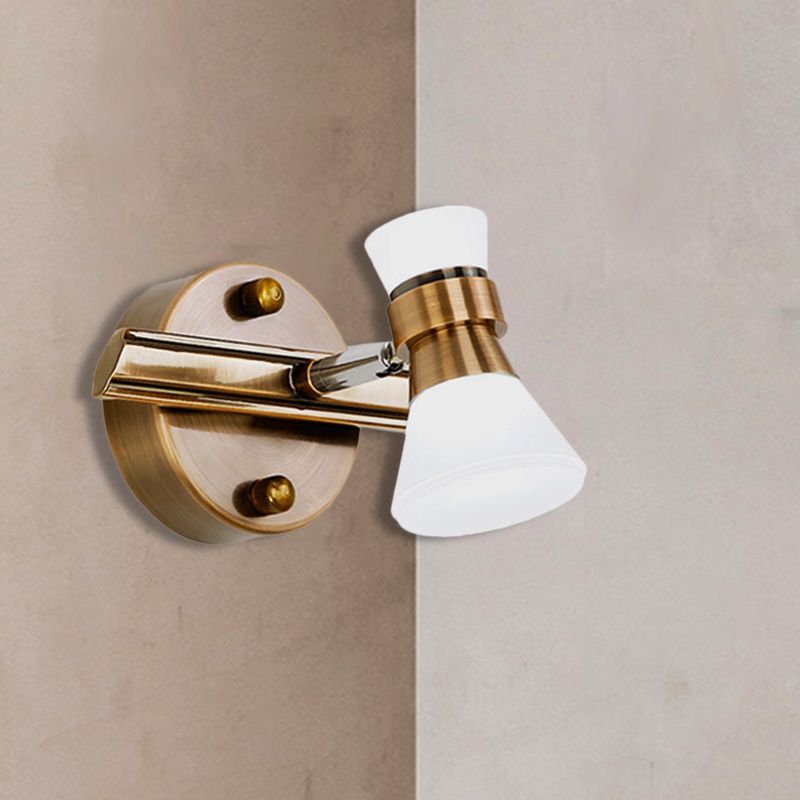 Tapered Bathroom Wall Vanity Light Traditionalist Metal 1/2/3-Bulb LED Brass Wall Lighting Fixture in Warm/White Light