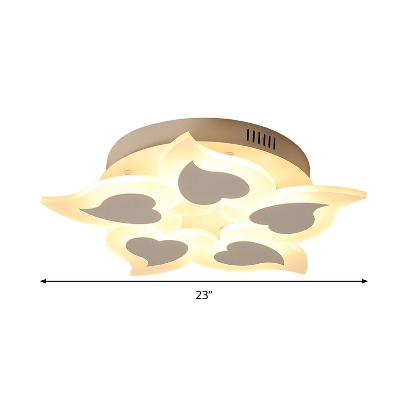 Heart Acrylic Ceiling Mounted Light Simple White LED Flush Light Fixture in Warm Light/White Light/Remote Control Stepless Dimming, 18"/23" Wide