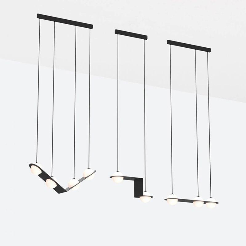 Modern Island Light Round Glass Shade Chandelier Light Fixture for Dining Room