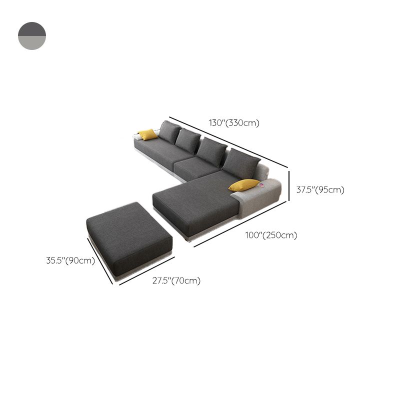 Scandinavian Style Stationary Seating Living Room Recessed Arm Pillows Sofa