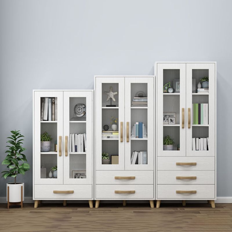 Modern Style Standard Bookcase Closed Back Bookshelf with Drawer Storage