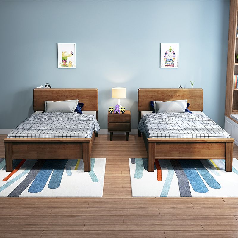 Solid Wood Rectangular Standard Bed Headboard Bed with Custom Legs