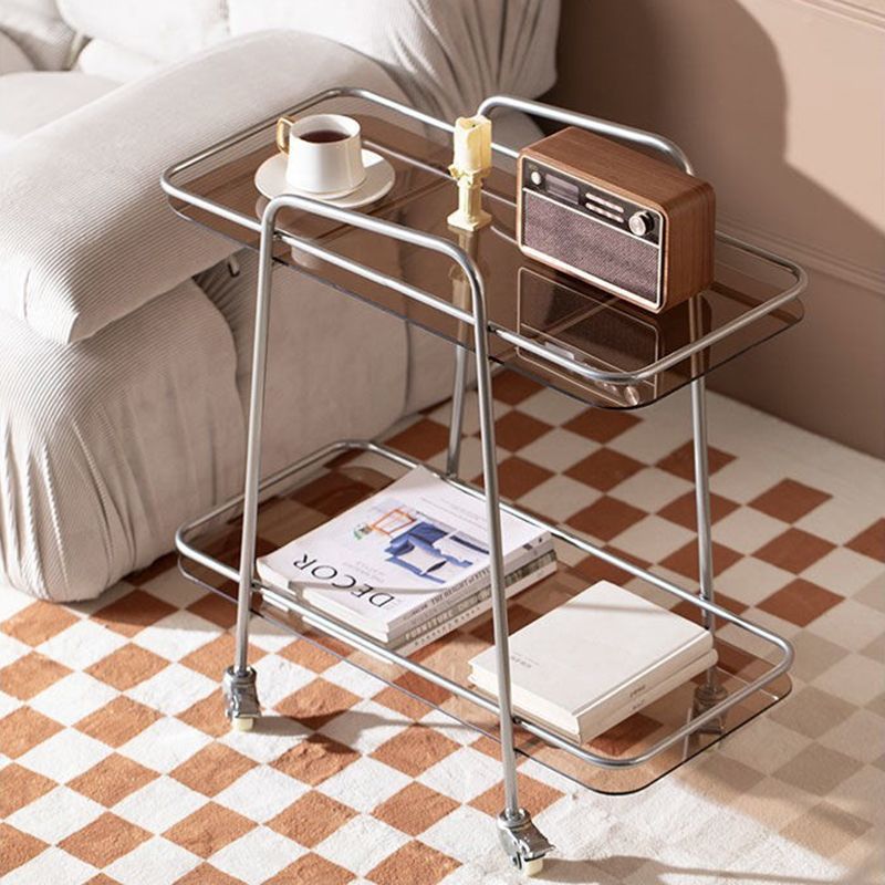 25.6" Tall Glass End Table Rectangular Clear Accent Side Table